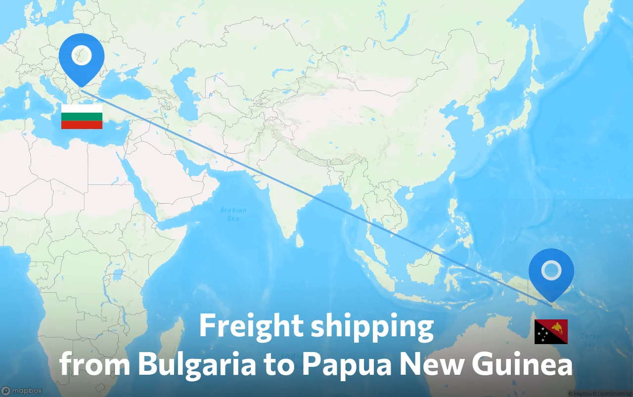 Shipping route from Bulgaria to Papua New Guinea