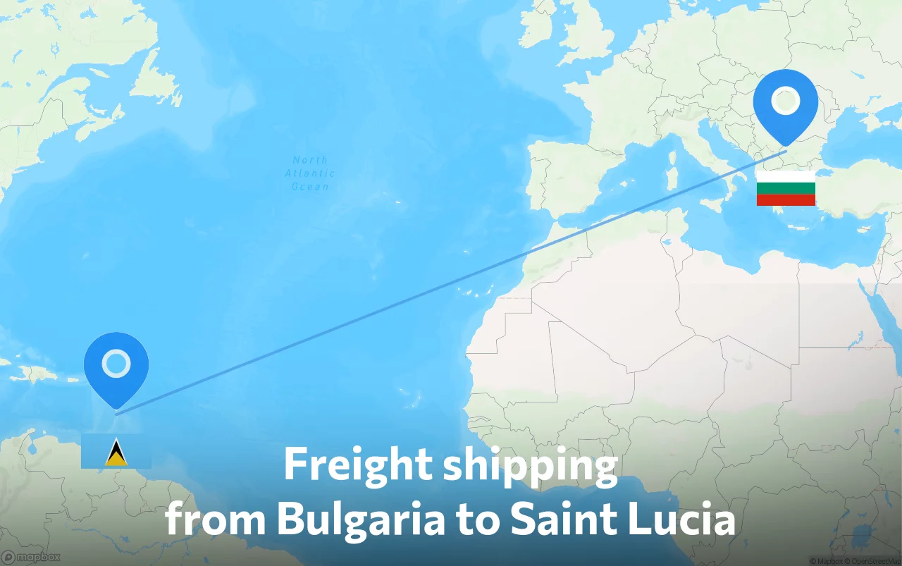 Shipping route from Bulgaria to Saint Lucia