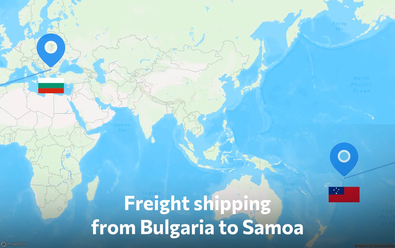 Shipping route from Bulgaria to Samoa