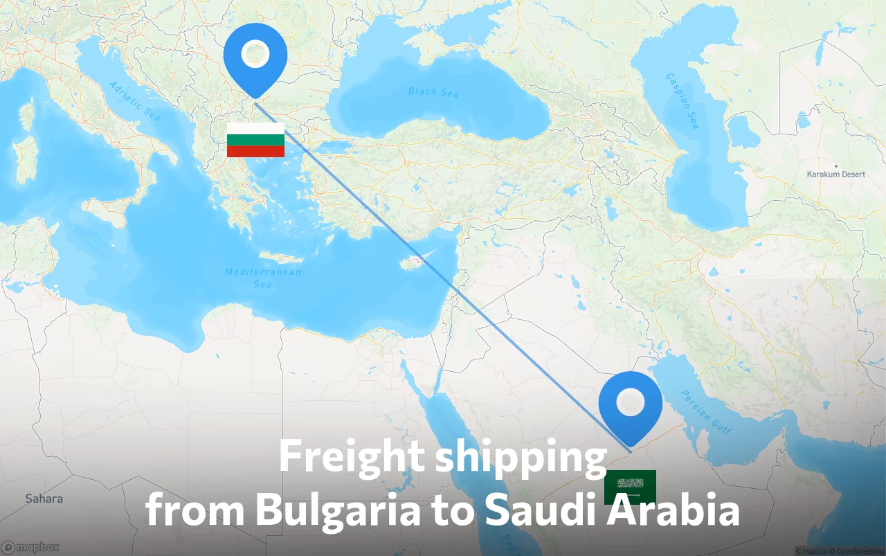 Shipping route from Bulgaria to Saudi Arabia