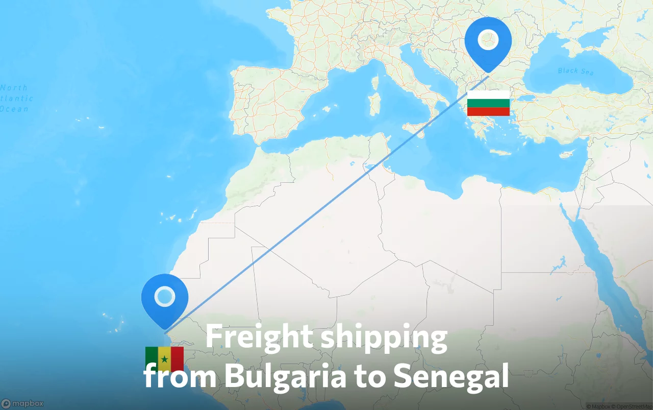 Shipping route from Bulgaria to Senegal