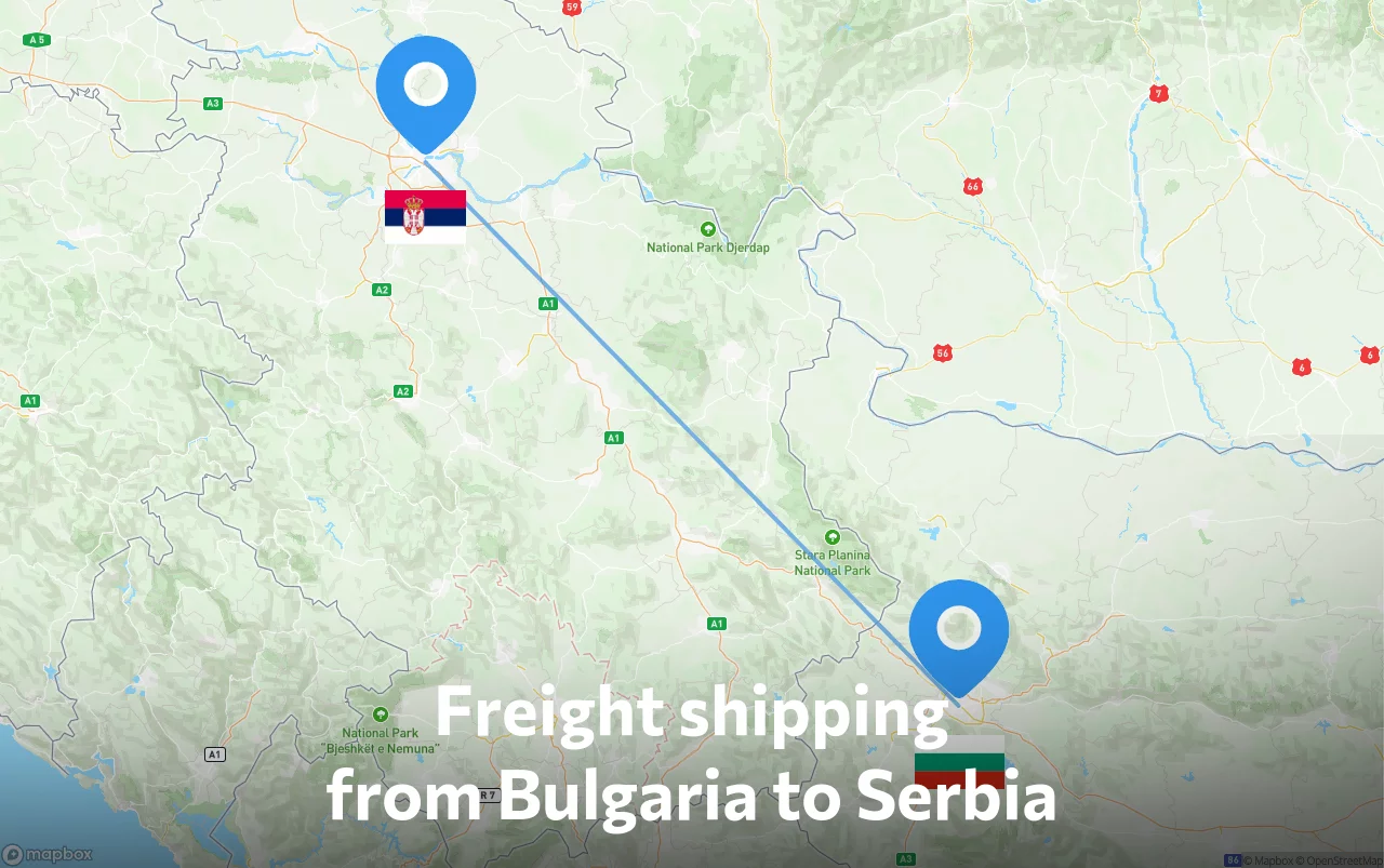 Shipping route from Bulgaria to Serbia