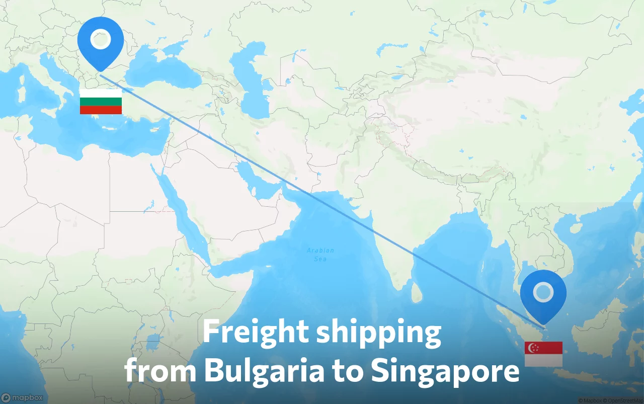 Shipping route from Bulgaria to Singapore