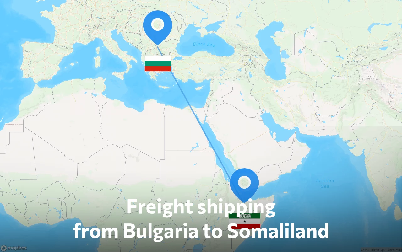 Shipping route from Bulgaria to Somaliland