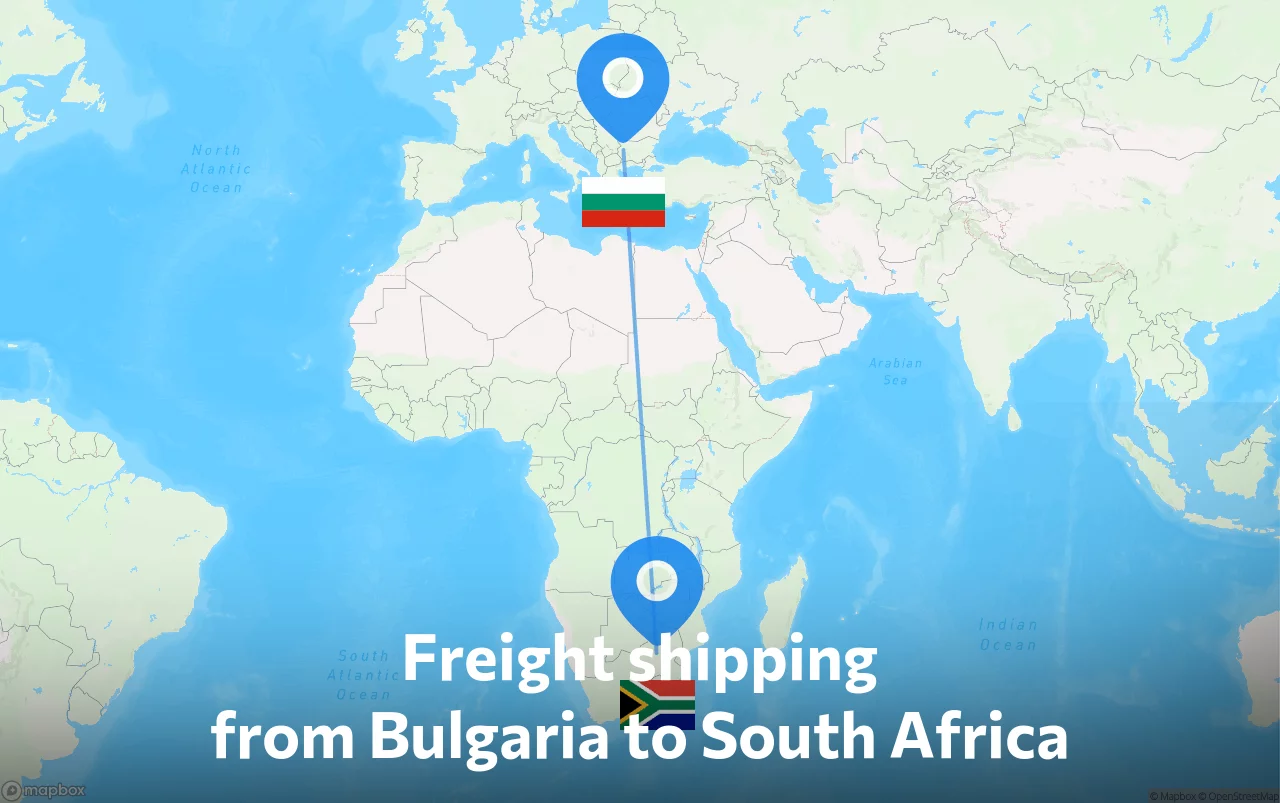 Shipping route from Bulgaria to South Africa