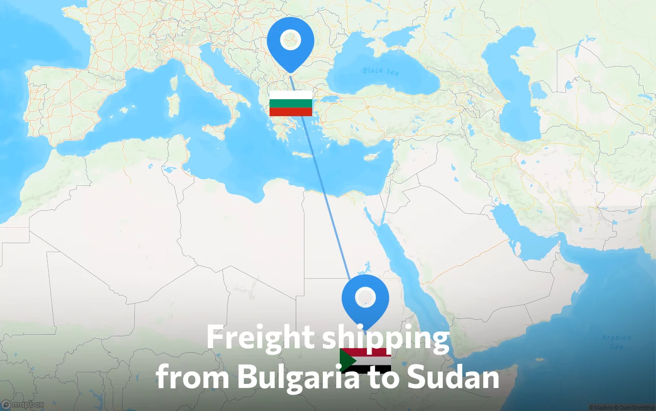 Shipping route from Bulgaria to Sudan