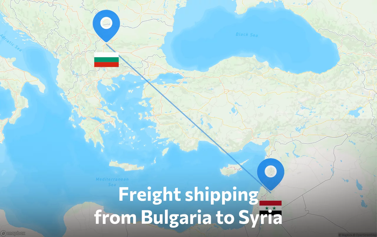 Shipping route from Bulgaria to Syria