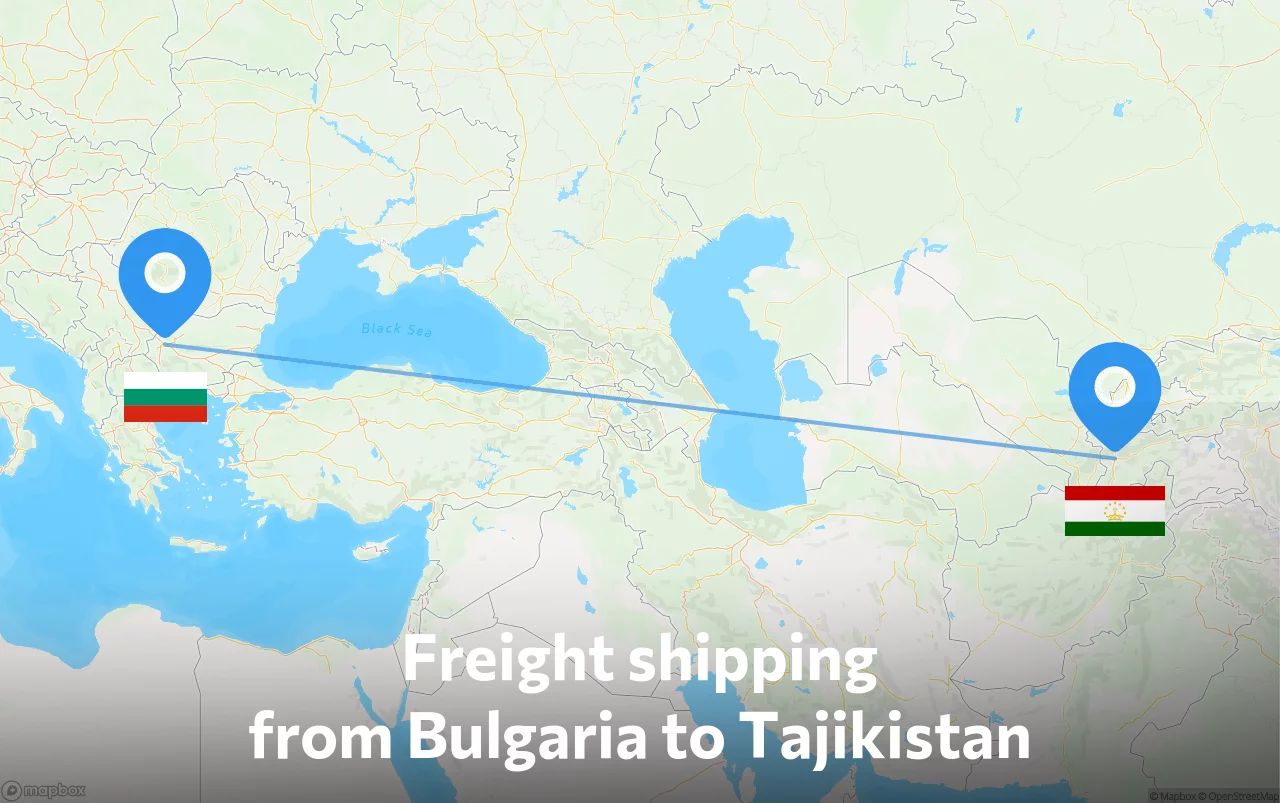 Shipping route from Bulgaria to Tajikistan