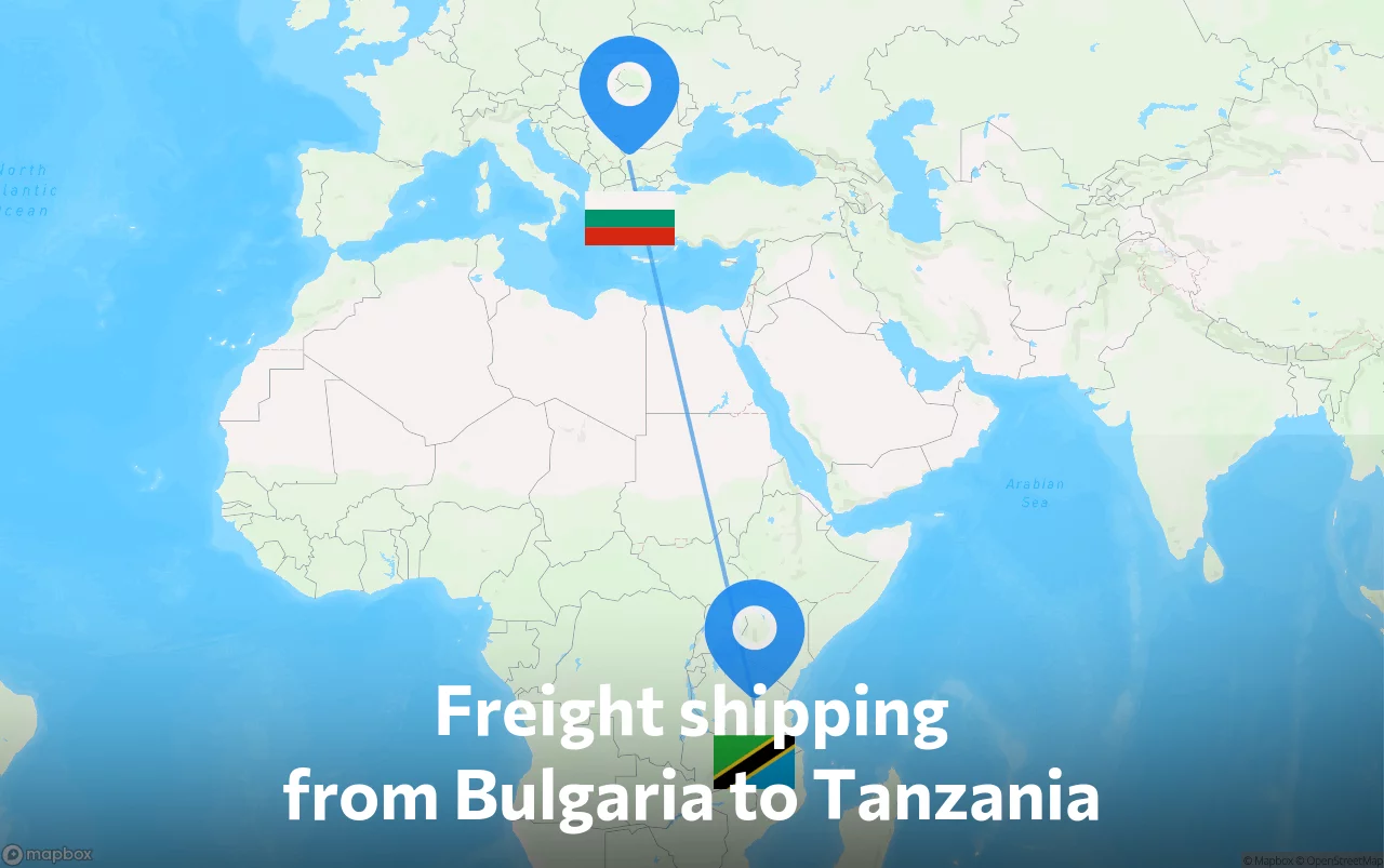 Shipping route from Bulgaria to Tanzania