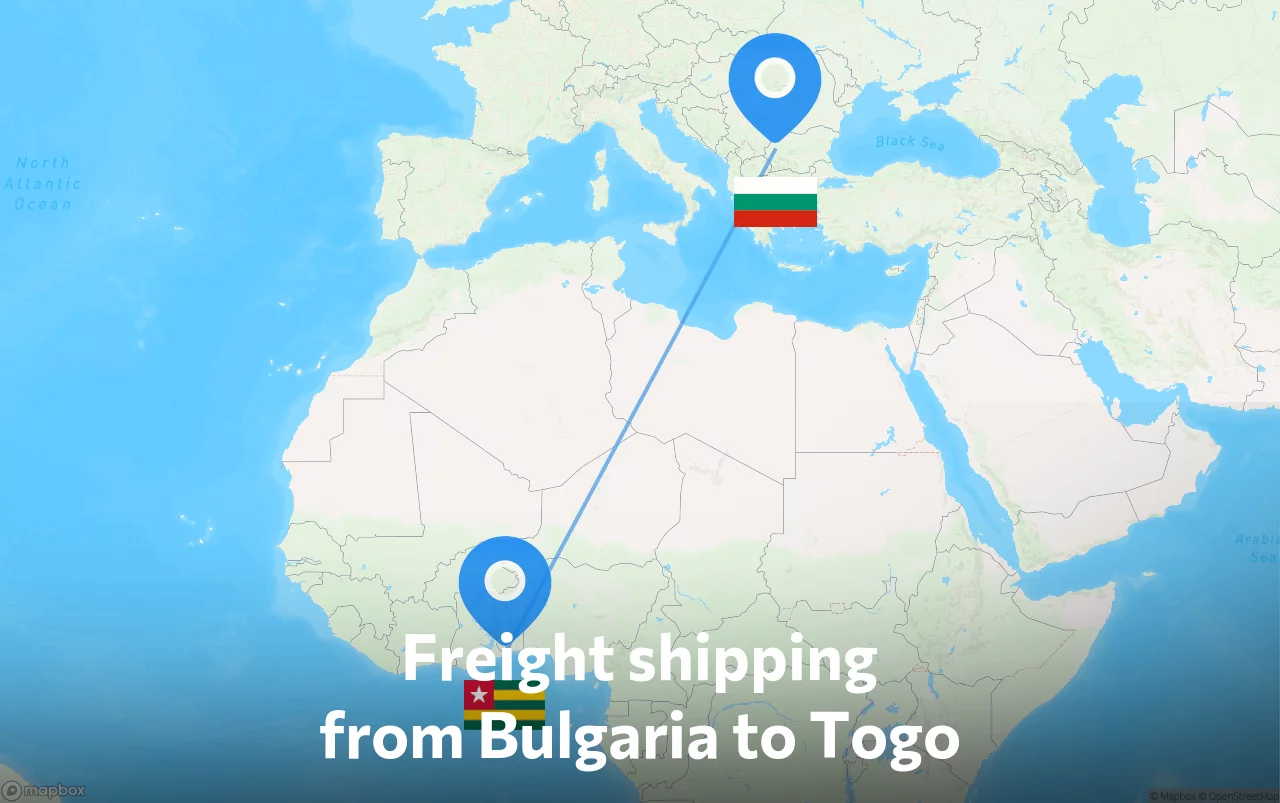Shipping route from Bulgaria to Togo