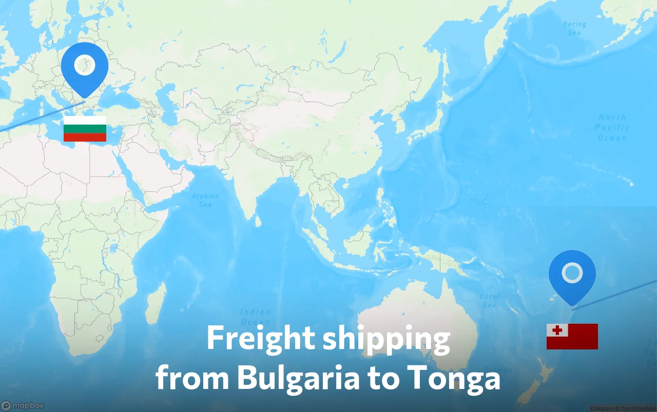 Shipping route from Bulgaria to Tonga
