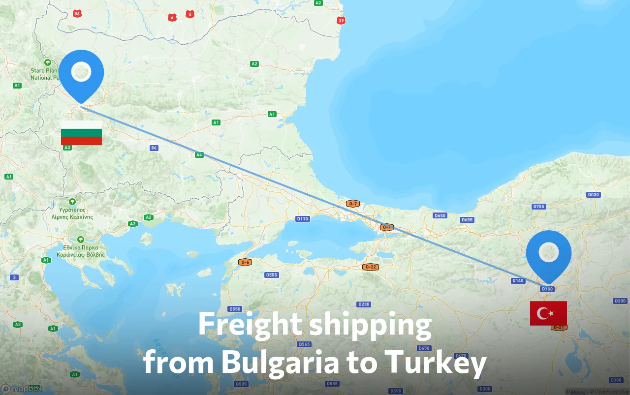 Shipping route from Bulgaria to Turkey