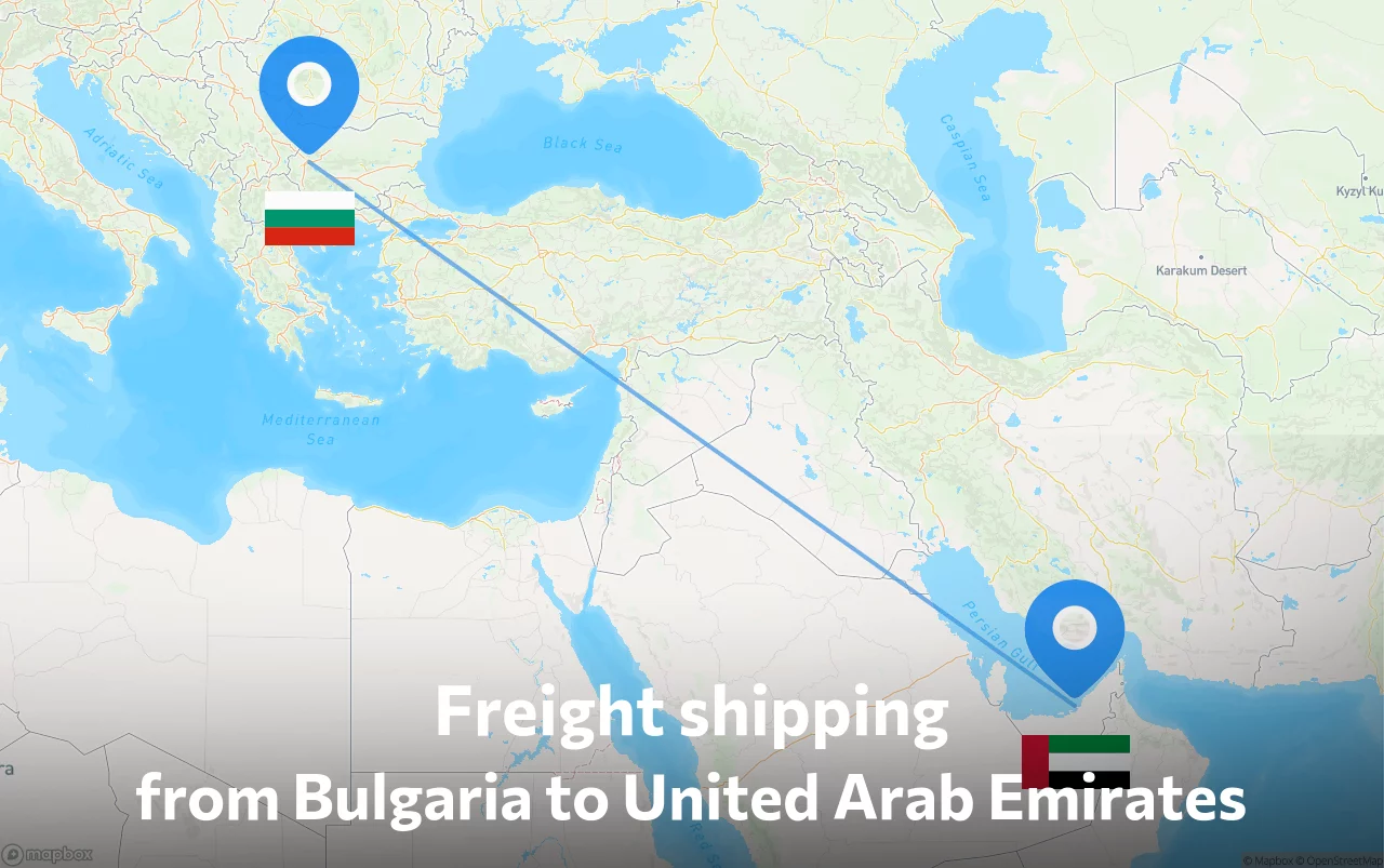 Shipping route from Bulgaria to United Arab Emirates