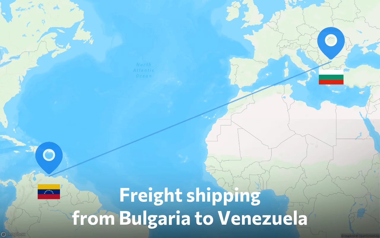 Shipping route from Bulgaria to Venezuela