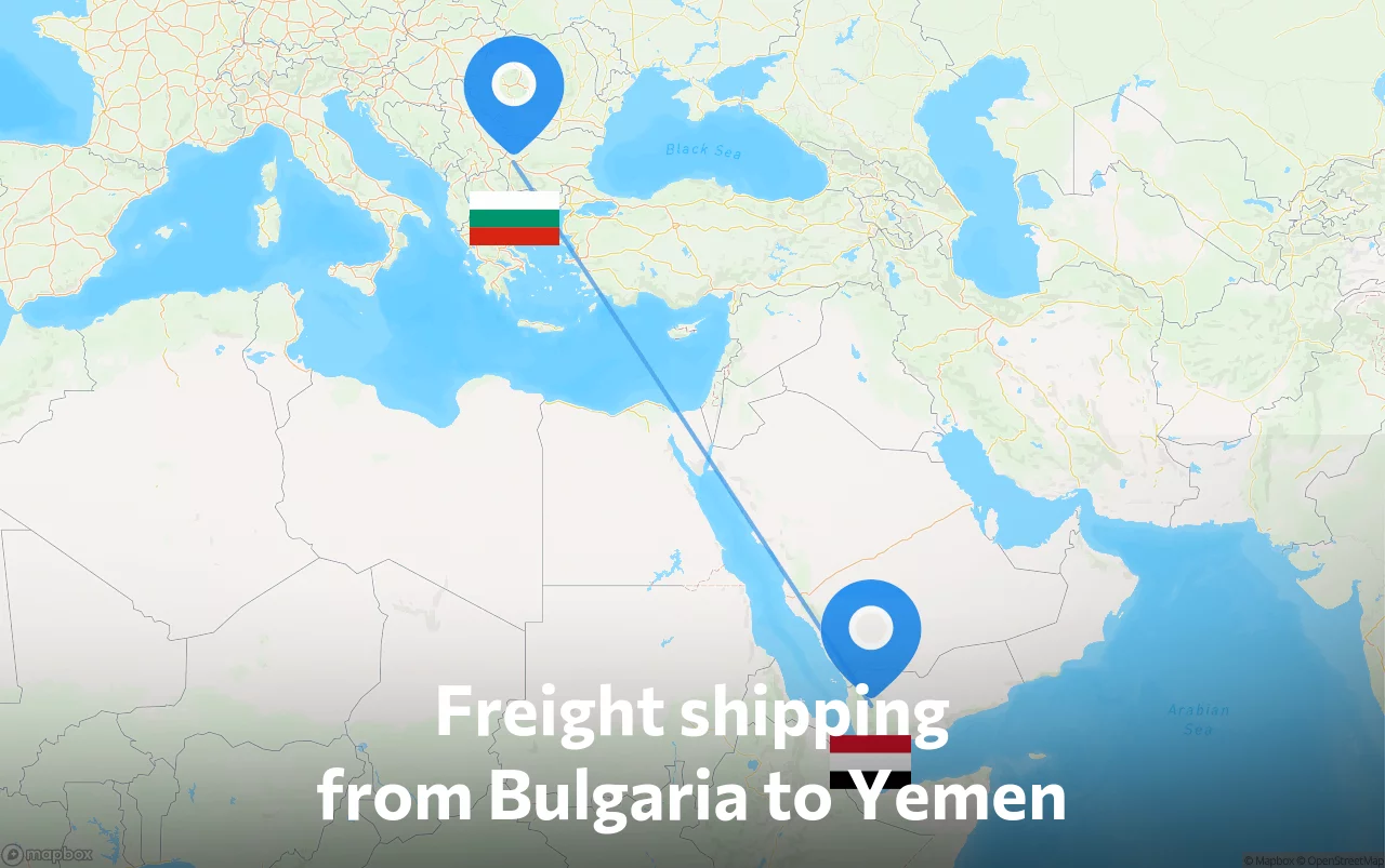Shipping route from Bulgaria to Yemen