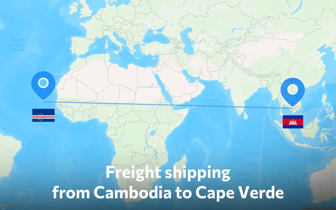 Shipping route from Cambodia to Cape Verde