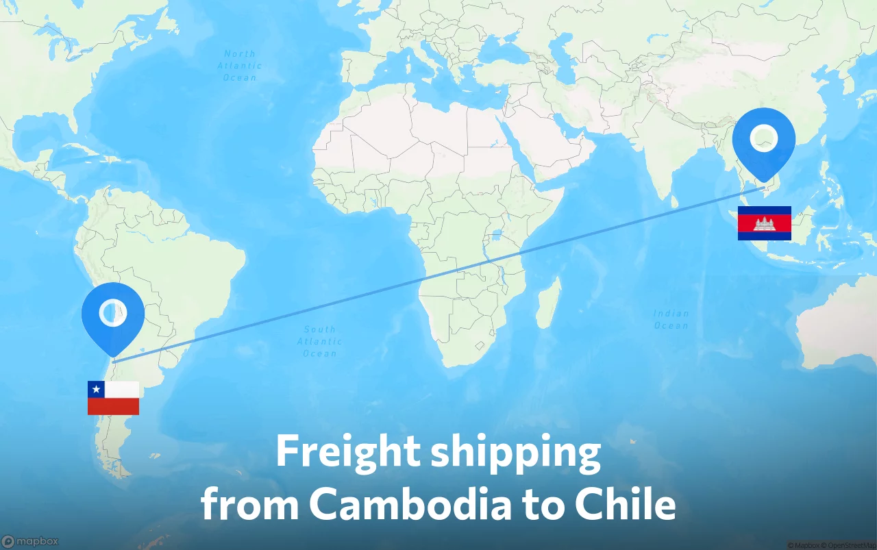 Shipping route from Cambodia to Chile