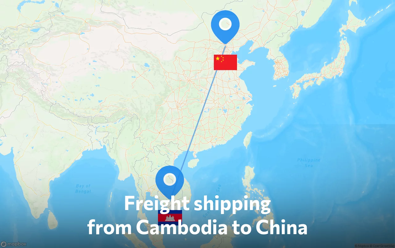 Shipping route from Cambodia to China