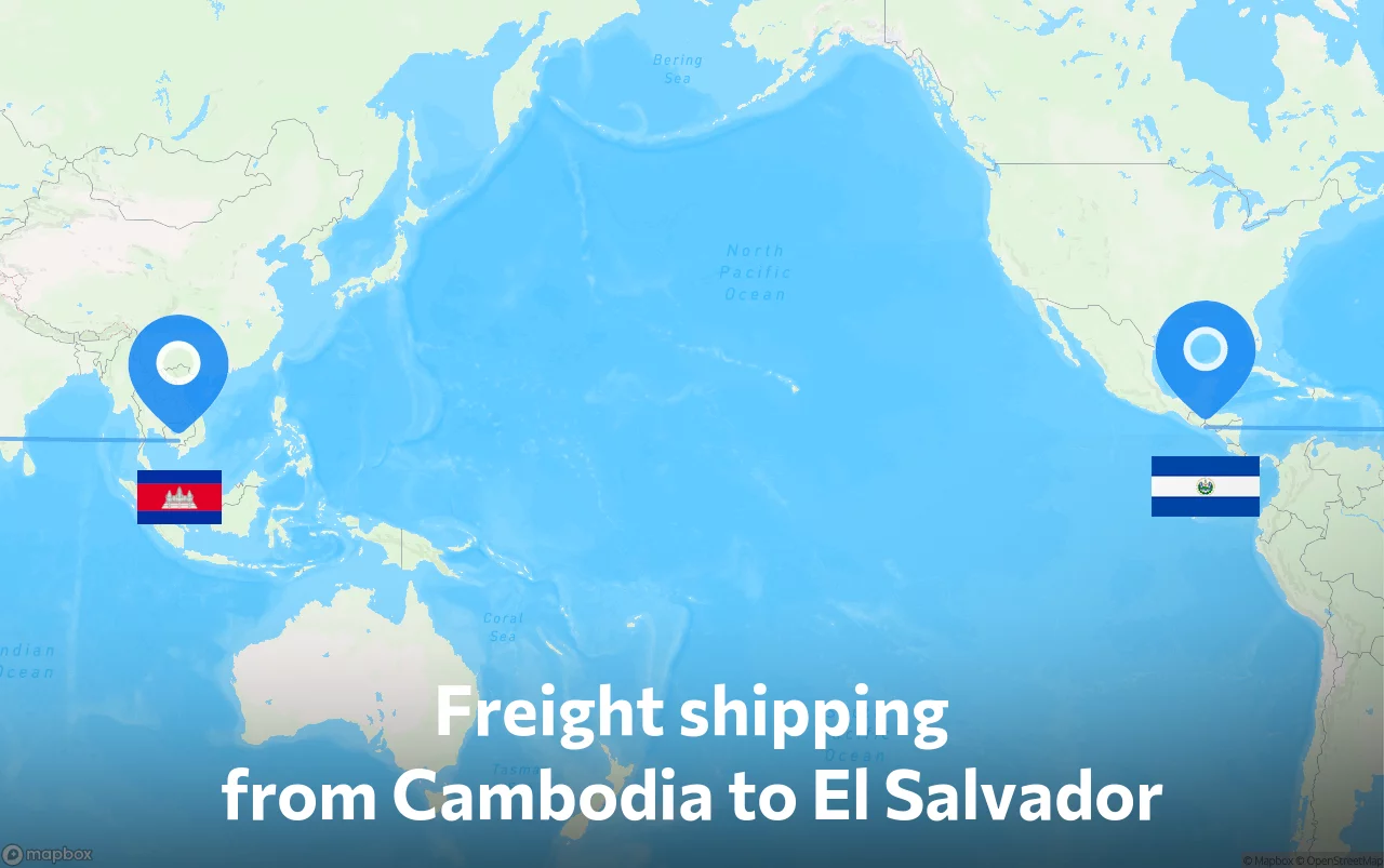 Shipping route from Cambodia to El Salvador