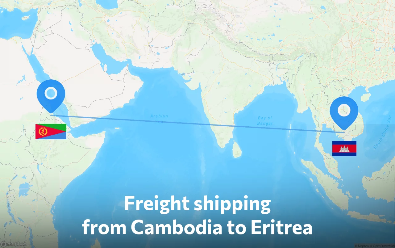 Shipping route from Cambodia to Eritrea