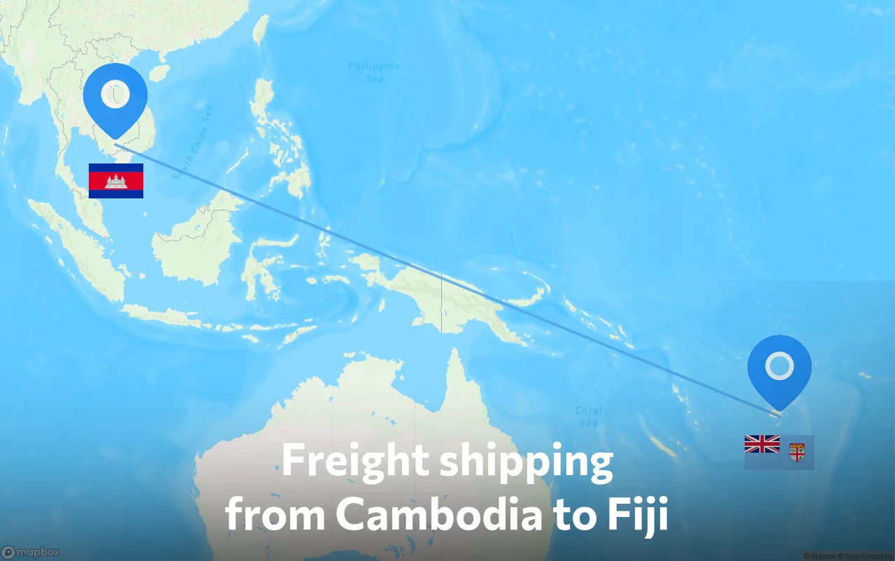 Shipping route from Cambodia to Fiji