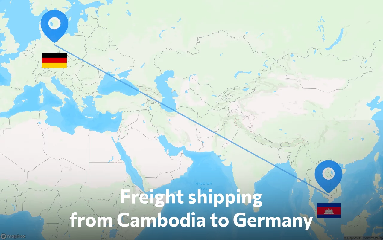 Shipping route from Cambodia to Germany