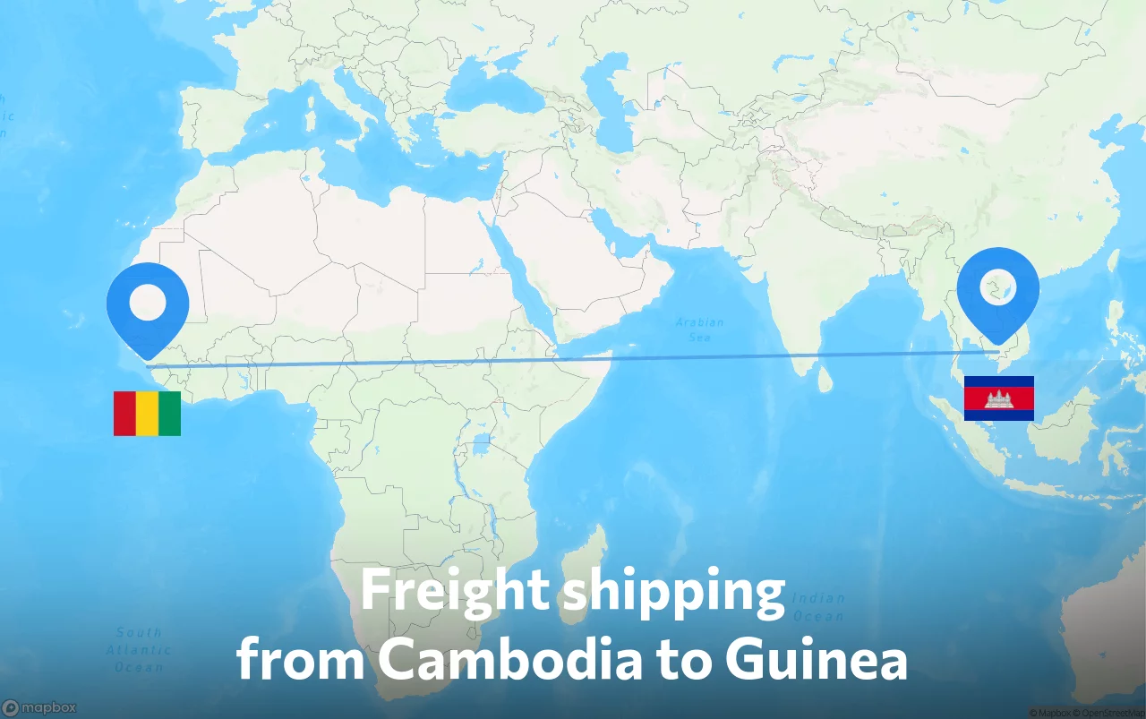 Shipping route from Cambodia to Guinea