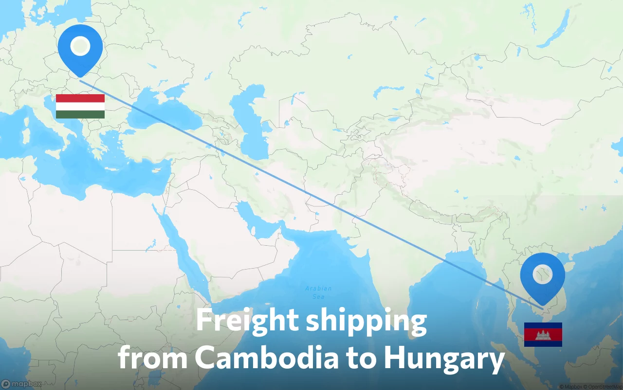 Shipping route from Cambodia to Hungary