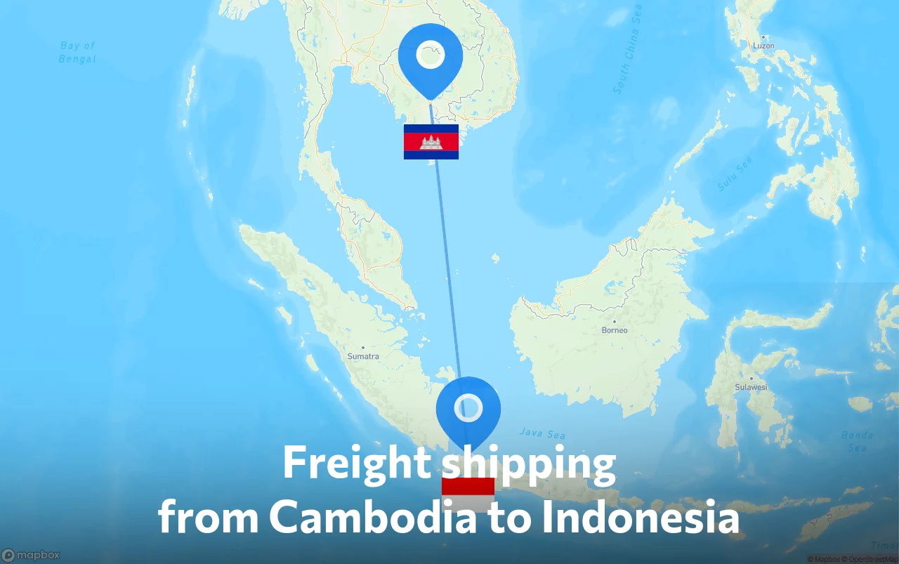 Shipping route from Cambodia to Indonesia