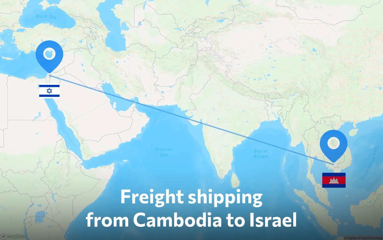 Shipping route from Cambodia to Israel