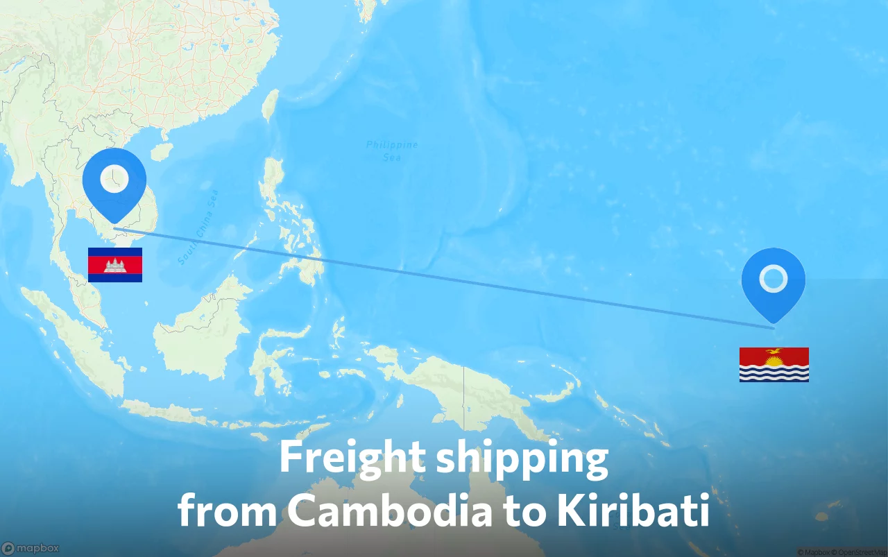 Shipping route from Cambodia to Kiribati