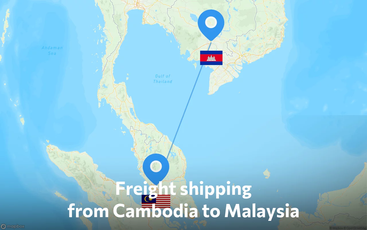 Shipping route from Cambodia to Malaysia
