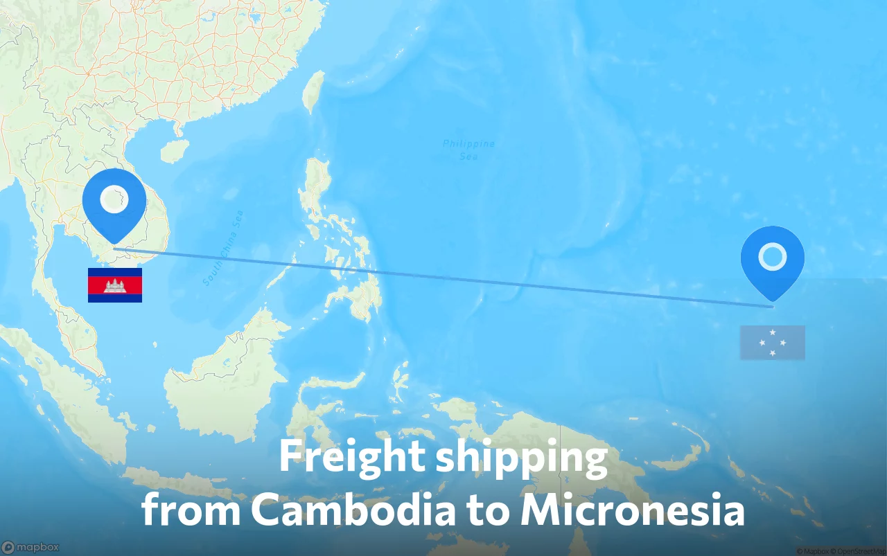 Shipping route from Cambodia to Micronesia