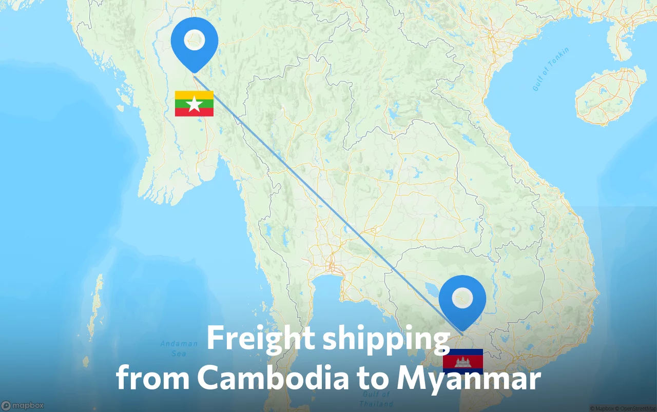 Shipping route from Cambodia to Myanmar