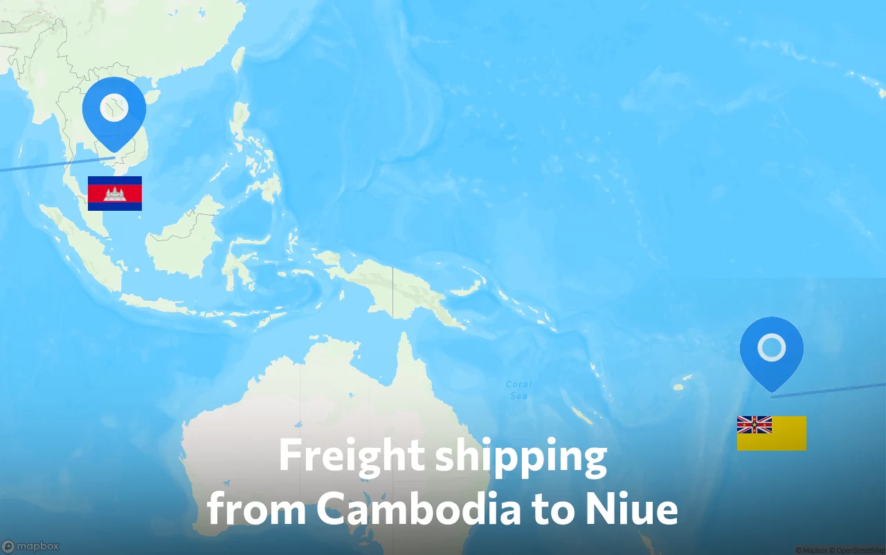 Shipping route from Cambodia to Niue