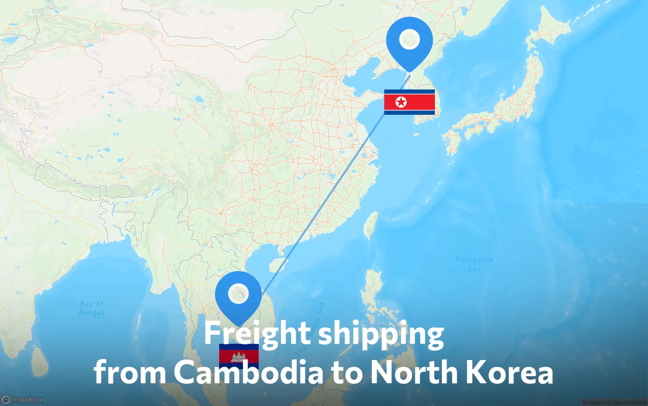 Shipping route from Cambodia to North Korea