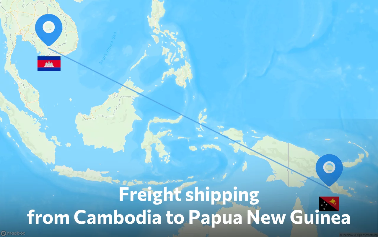 Shipping route from Cambodia to Papua New Guinea