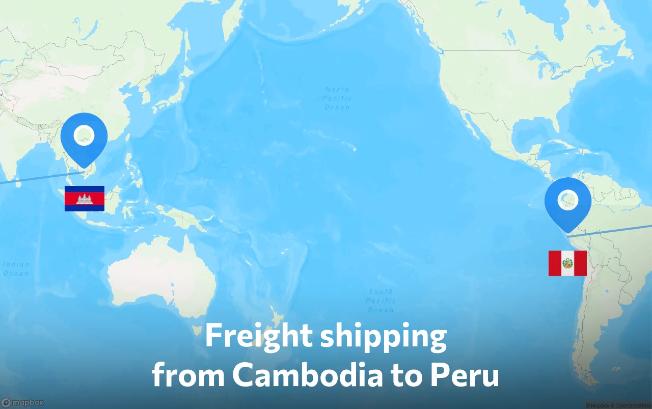 Shipping route from Cambodia to Peru