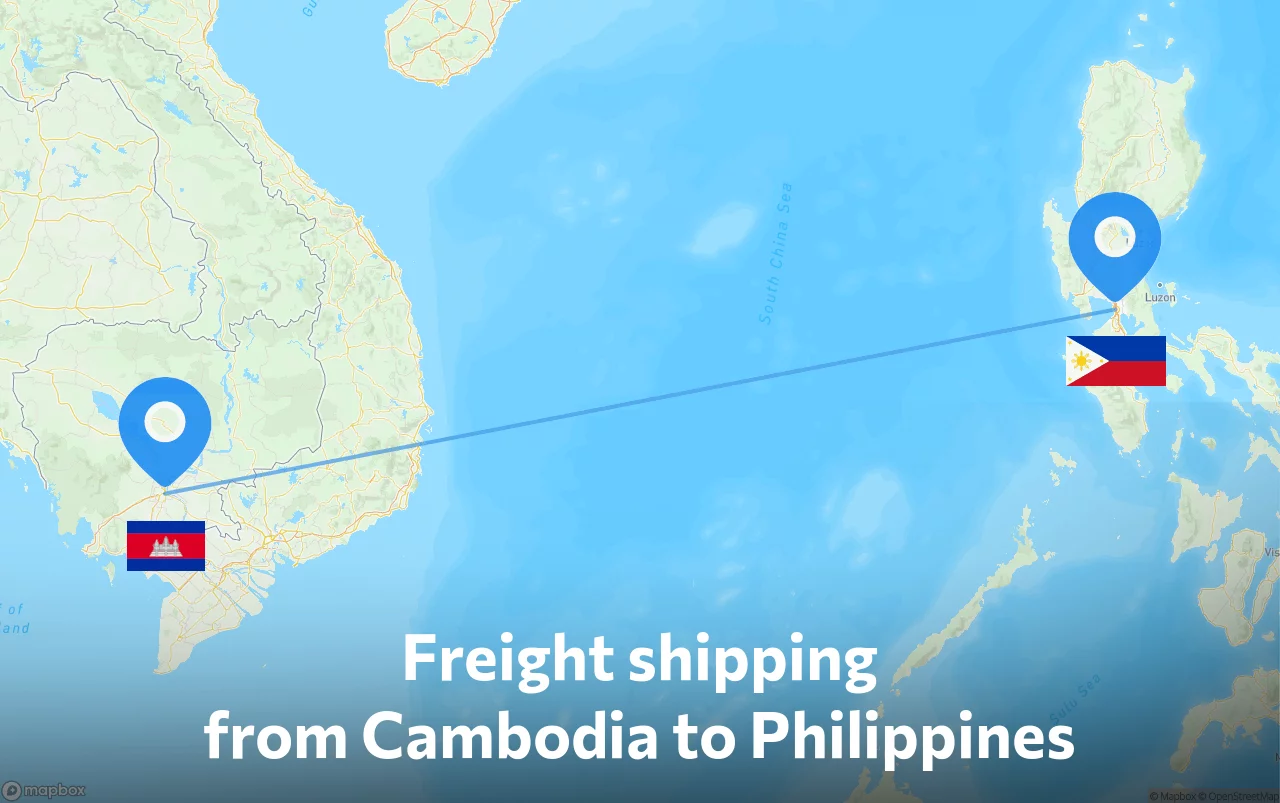 Shipping route from Cambodia to Philippines