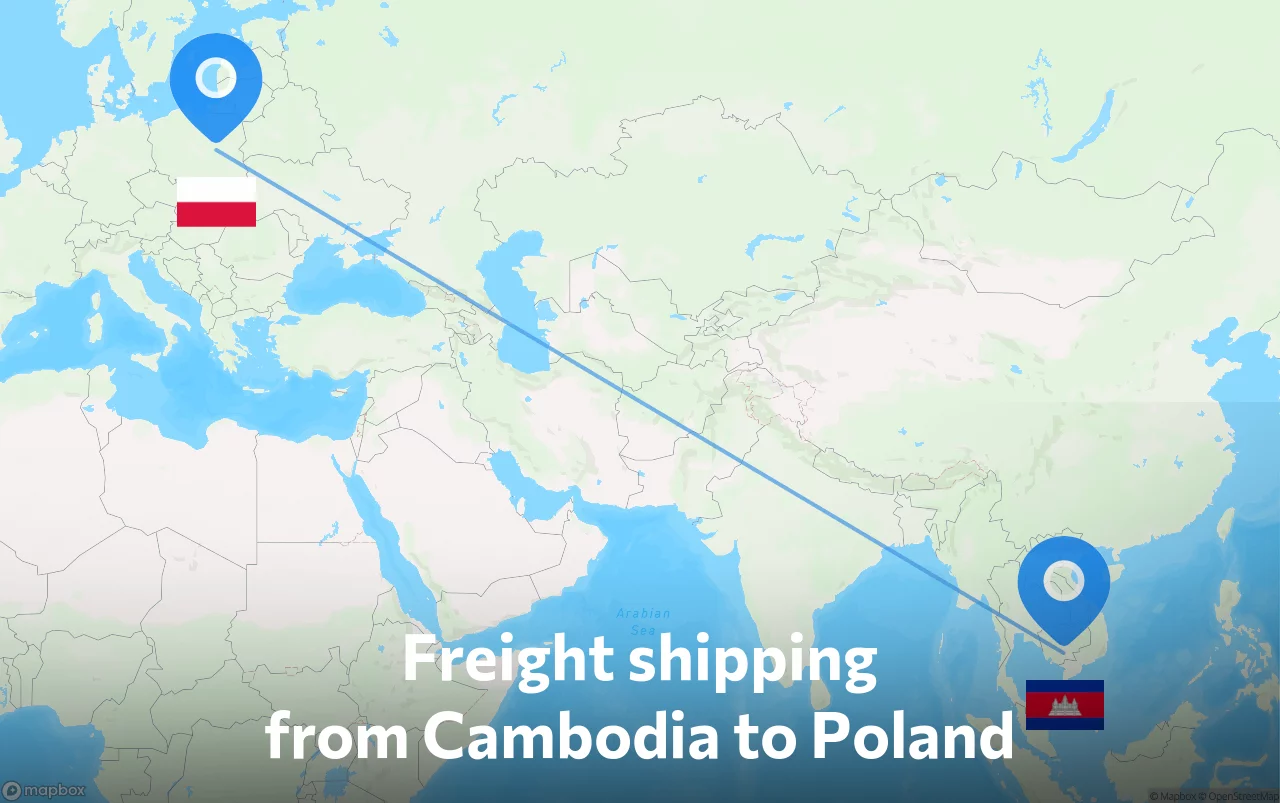 Shipping route from Cambodia to Poland