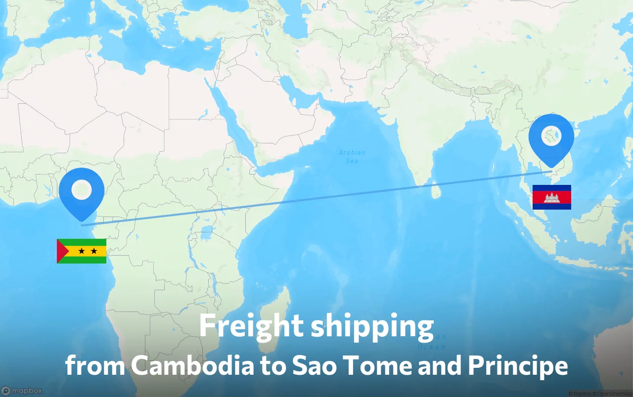 Shipping route from Cambodia to Sao Tome and Principe