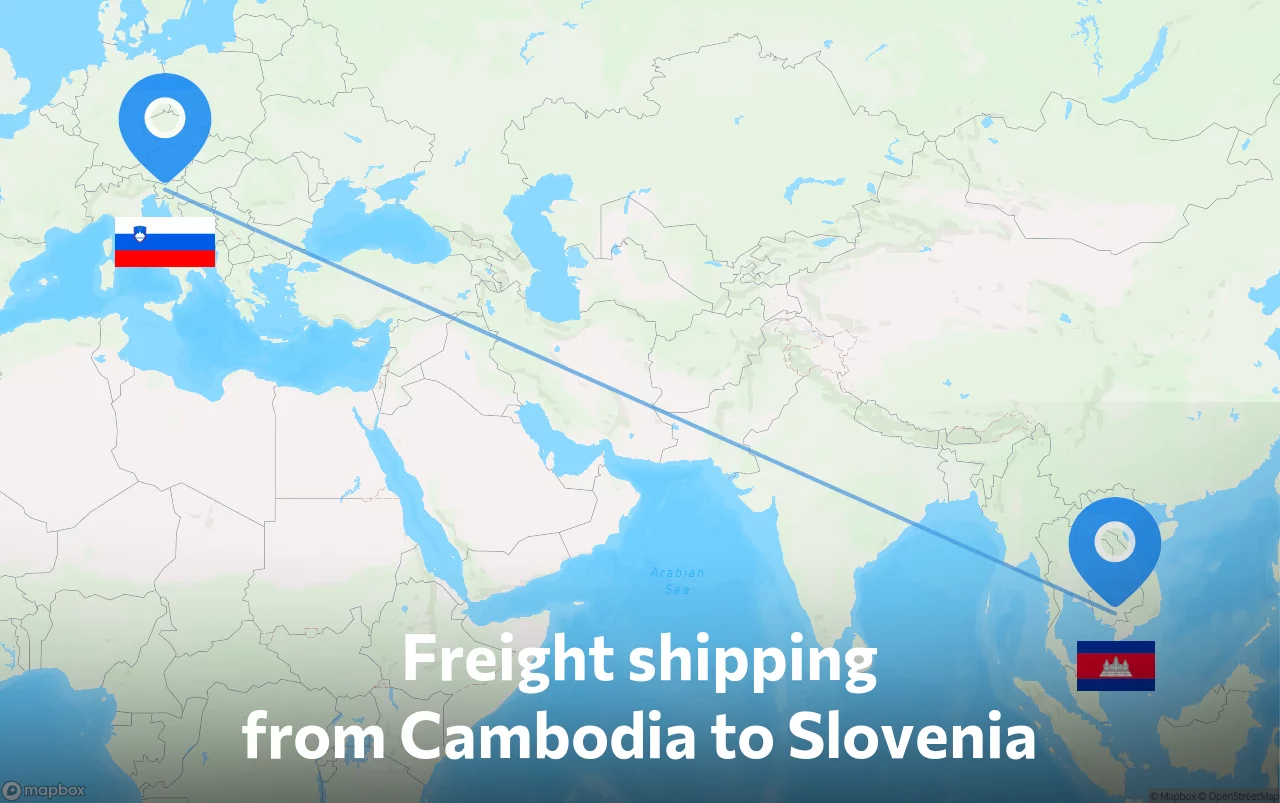 Shipping route from Cambodia to Slovenia