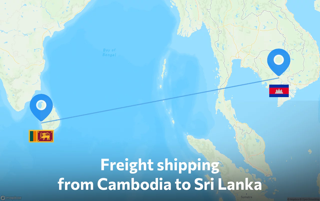 Shipping route from Cambodia to Sri Lanka