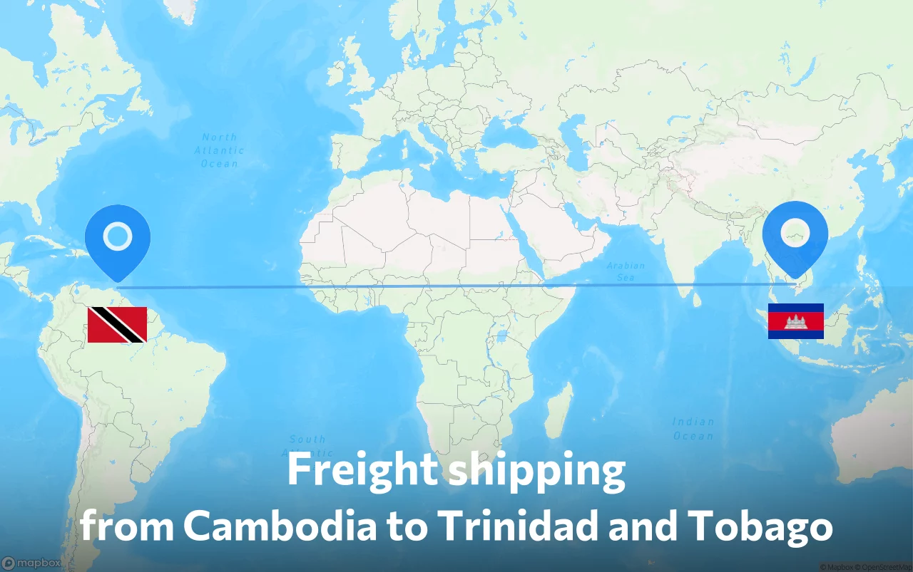 Shipping route from Cambodia to Trinidad and Tobago