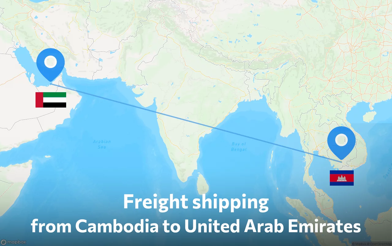 Shipping route from Cambodia to United Arab Emirates
