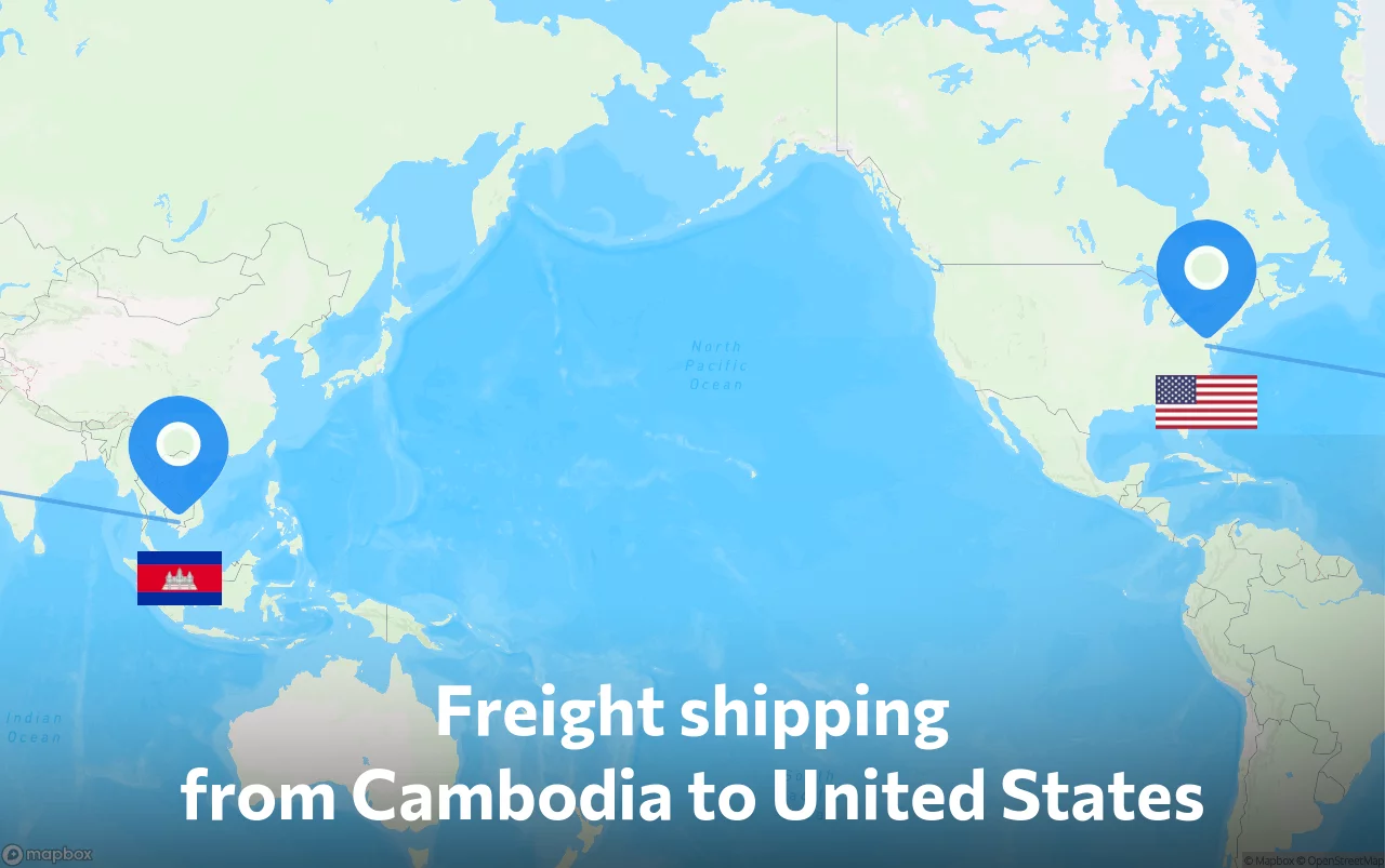 Shipping route from Cambodia to United States