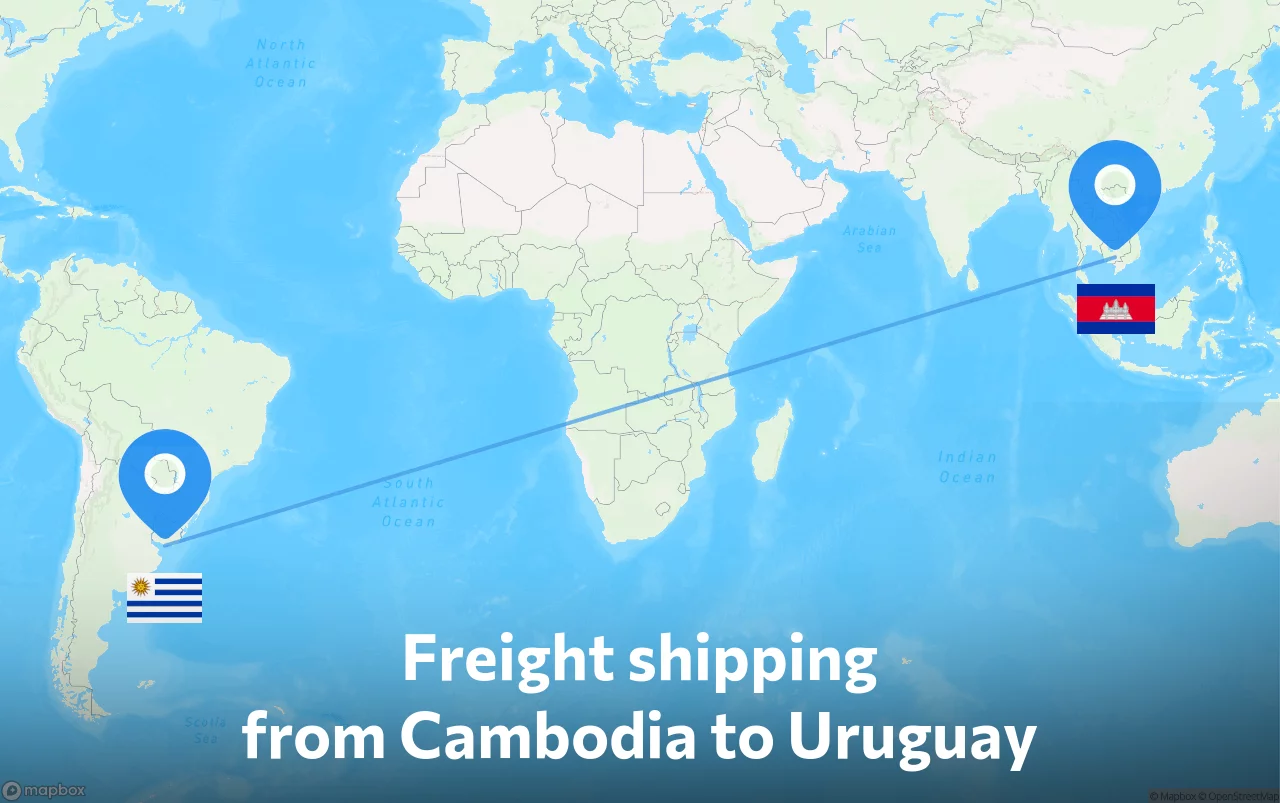 Shipping route from Cambodia to Uruguay