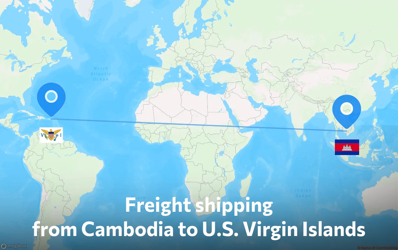Shipping route from Cambodia to U.S. Virgin Islands