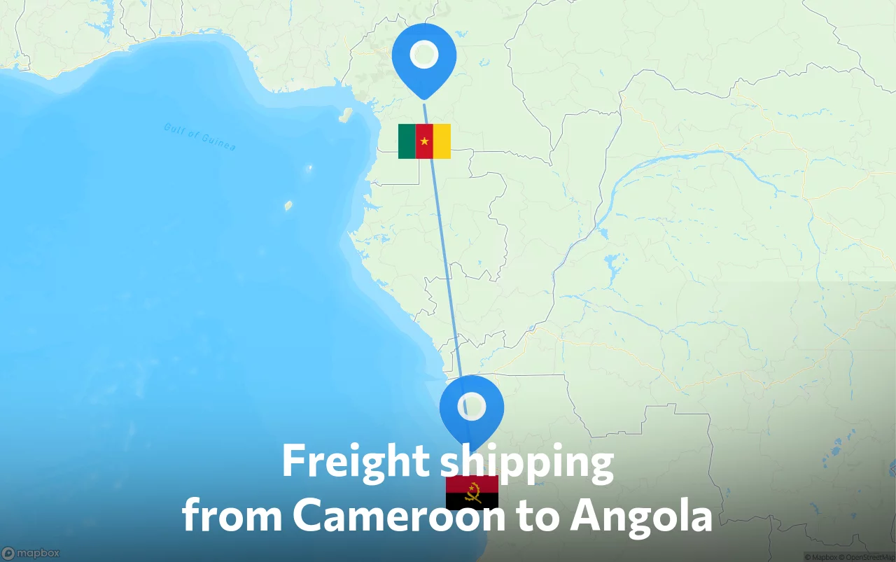 Shipping route from Cameroon to Angola