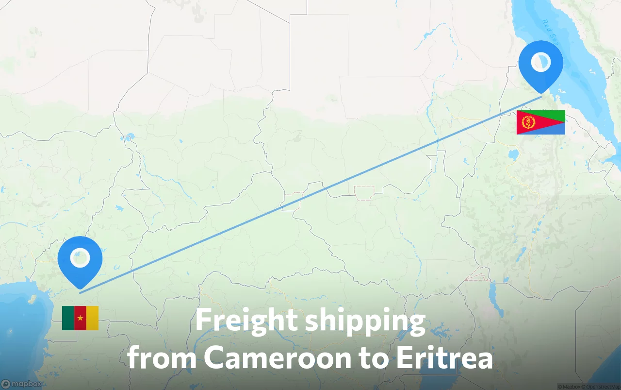 Shipping route from Cameroon to Eritrea